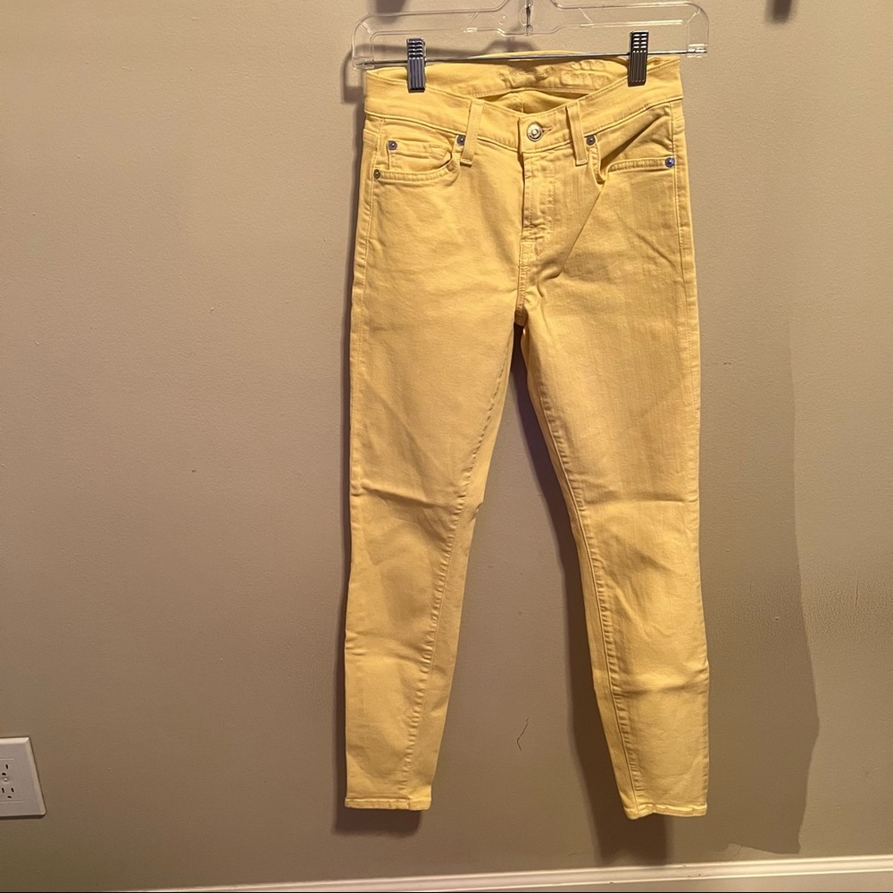 Pale Yellow “Ankle Skinny” Stretchy Jeans